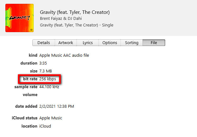 Apple Music audio quality 256kbps AAC playing under Wi-fi