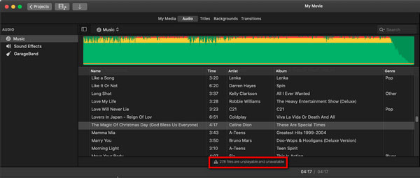 Apple Music songs not available in iMovie