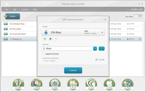 Convert AAC/M4A to MP3 with Freemake Audio Converter