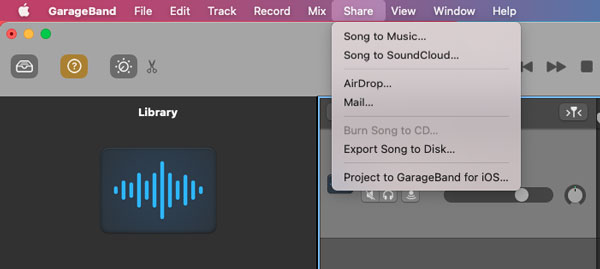 Share track in GarageBand