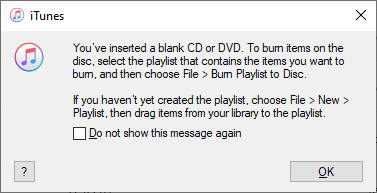 iTunes CD dialog