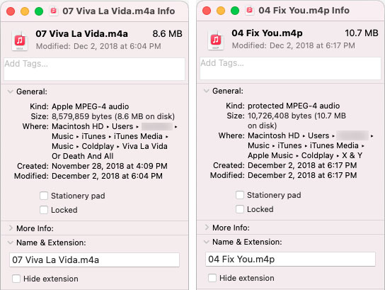 M4P and M4A information on macOS