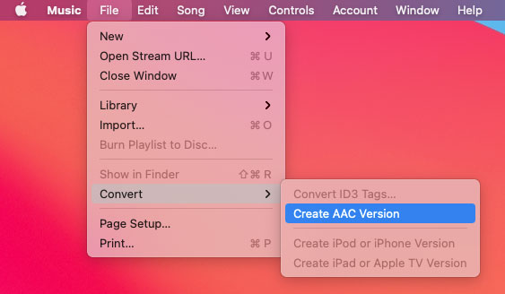 Create AAC Version of Apple Music