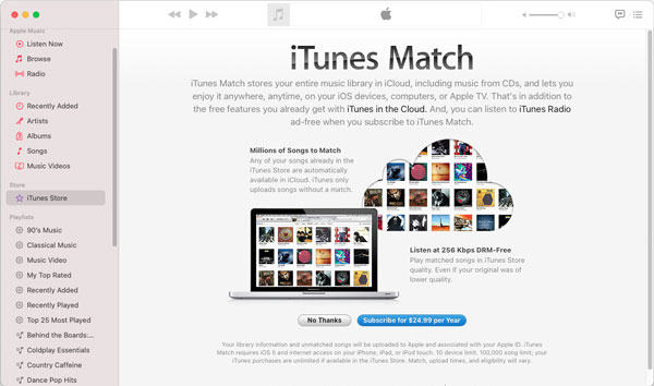 Subscribe iTunes Match on macOS