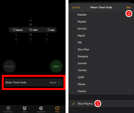 iPhone Timer Stop Playing