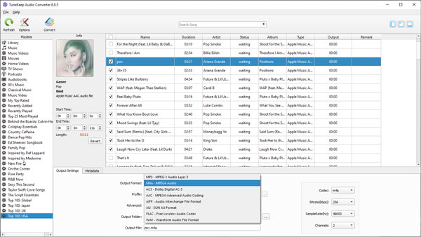 Choose MP3 as output