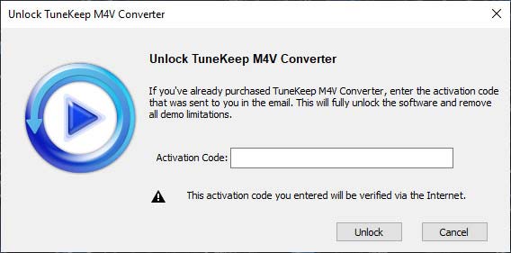 Enter registration code for M4V Converter (Windows)
