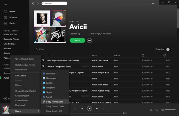 Copy Spotify Music link and paste in Spotify Music Converter