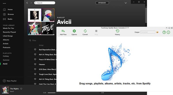 Add Spotify songs by drag and drop